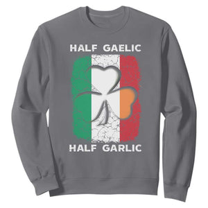 Irish Italian Pride Sweatshirt Half Gaelic Half Garlic Shamrock Ireland Italy Flag TS09 Charcoal Print Your Wear