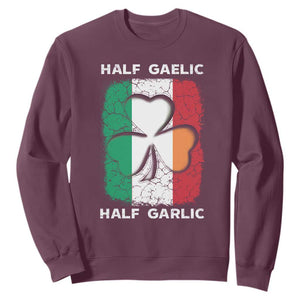 Irish Italian Pride Sweatshirt Half Gaelic Half Garlic Shamrock Ireland Italy Flag TS09 Maroon Print Your Wear