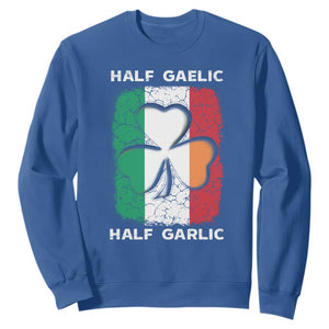 Irish Italian Pride Sweatshirt Half Gaelic Half Garlic Shamrock Ireland Italy Flag TS09 Royal Blue Print Your Wear