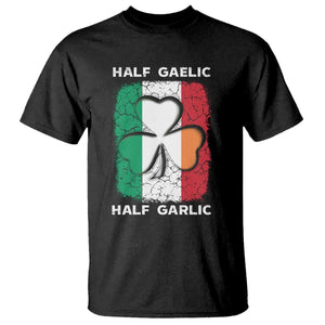 Irish Italian Pride T Shirt Half Gaelic Half Garlic Shamrock Ireland Italy Flag TS09 Black Print Your Wear