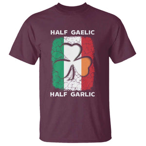 Irish Italian Pride T Shirt Half Gaelic Half Garlic Shamrock Ireland Italy Flag TS09 Maroon Print Your Wear