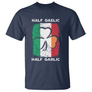 Irish Italian Pride T Shirt Half Gaelic Half Garlic Shamrock Ireland Italy Flag TS09 Navy Print Your Wear