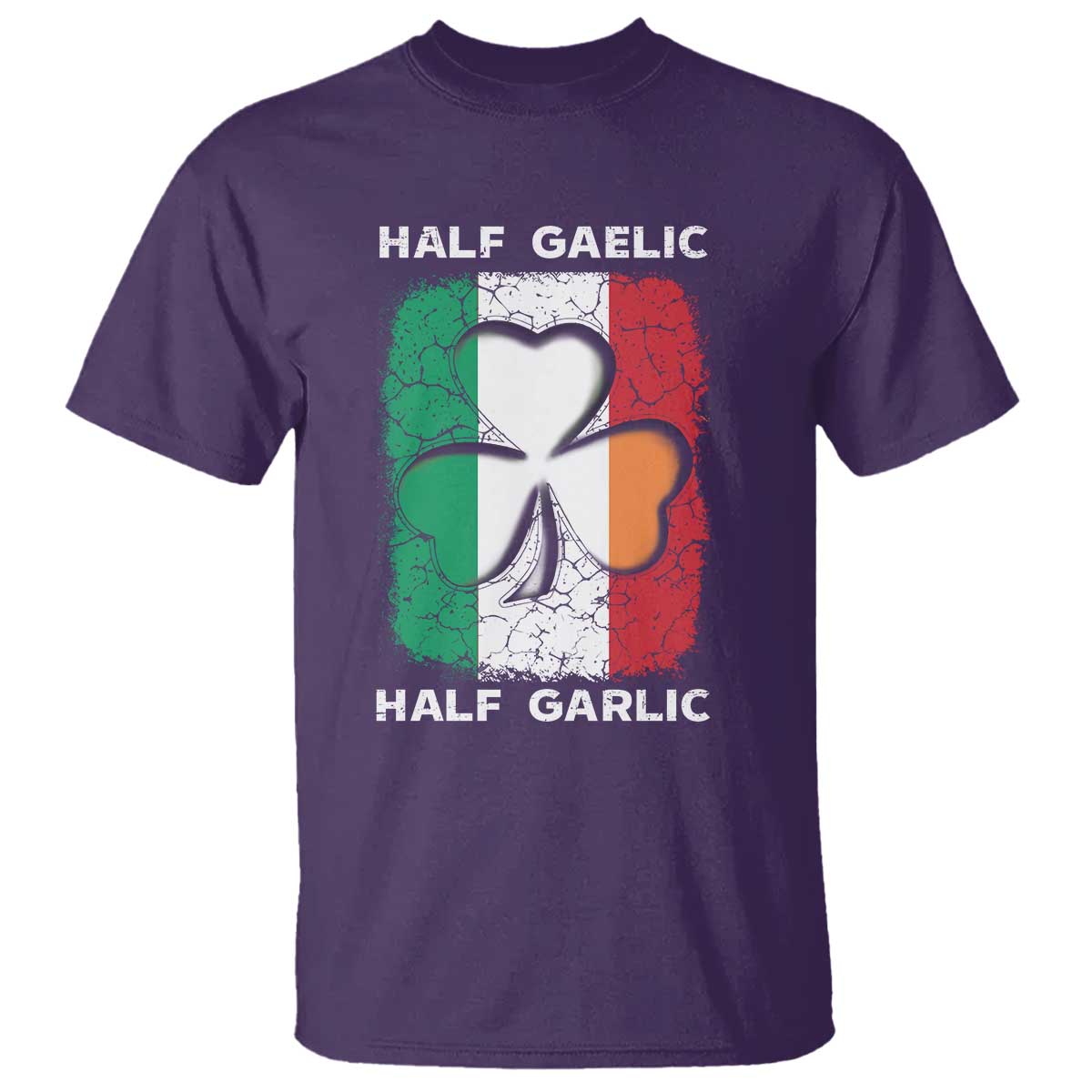 Irish Italian Pride T Shirt Half Gaelic Half Garlic Shamrock Ireland Italy Flag TS09 Purple Print Your Wear