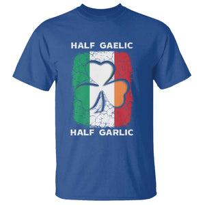 Irish Italian Pride T Shirt Half Gaelic Half Garlic Shamrock Ireland Italy Flag TS09 Royal Blue Print Your Wear