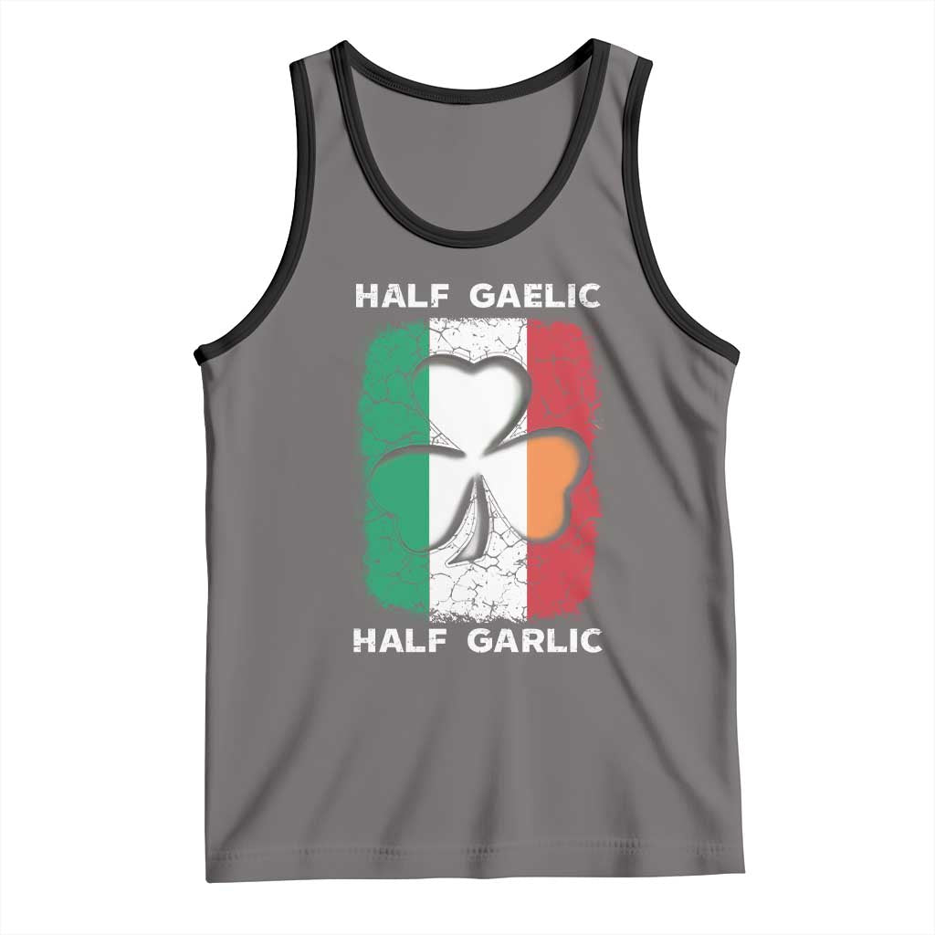 Irish Italian Pride Tank Top Half Gaelic Half Garlic Shamrock Ireland Italy Flag TS09 Deep Heather Black Print Your Wear