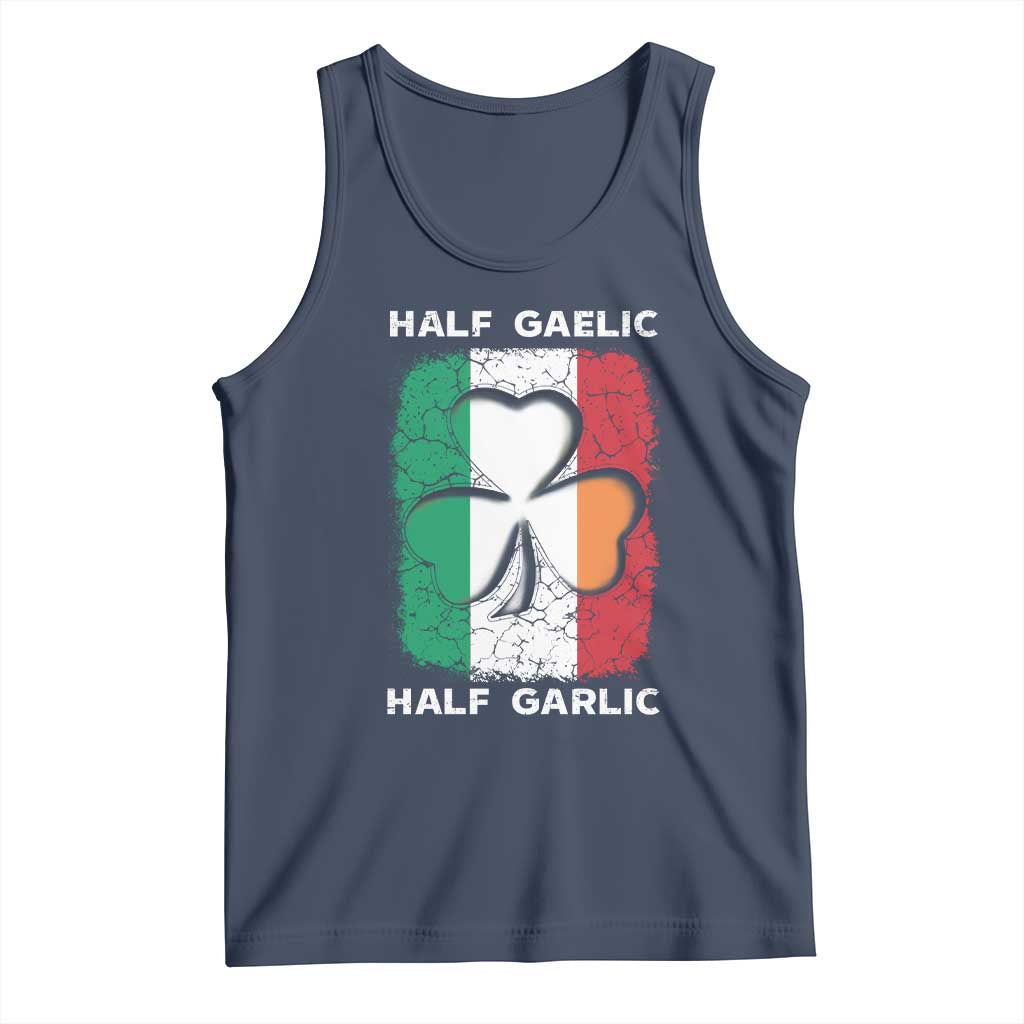 Irish Italian Pride Tank Top Half Gaelic Half Garlic Shamrock Ireland Italy Flag TS09 Navy Print Your Wear