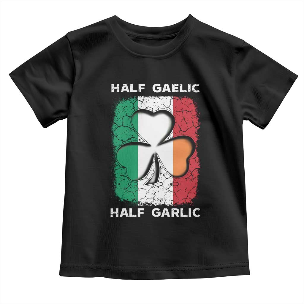 Irish Italian Pride Toddler T Shirt Half Gaelic Half Garlic Shamrock Ireland Italy Flag TS09 Black Print Your Wear