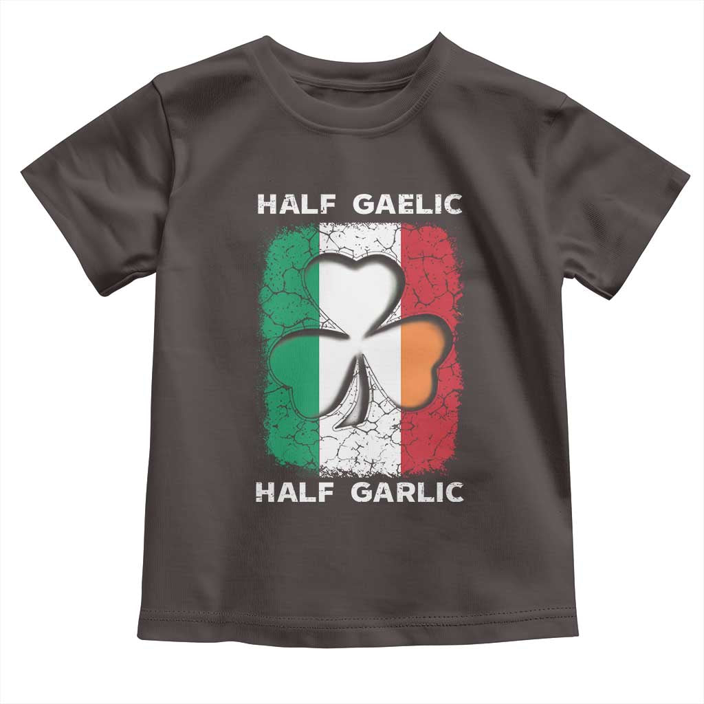 Irish Italian Pride Toddler T Shirt Half Gaelic Half Garlic Shamrock Ireland Italy Flag TS09 Dark Chocolate Print Your Wear