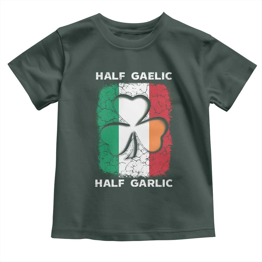 Irish Italian Pride Toddler T Shirt Half Gaelic Half Garlic Shamrock Ireland Italy Flag TS09 Dark Forest Green Print Your Wear