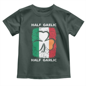 Irish Italian Pride Toddler T Shirt Half Gaelic Half Garlic Shamrock Ireland Italy Flag TS09 Dark Forest Green Print Your Wear