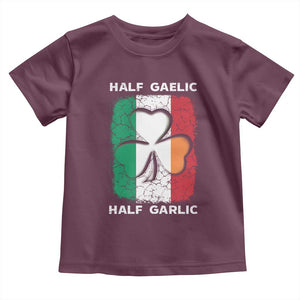 Irish Italian Pride Toddler T Shirt Half Gaelic Half Garlic Shamrock Ireland Italy Flag TS09 Maroon Print Your Wear