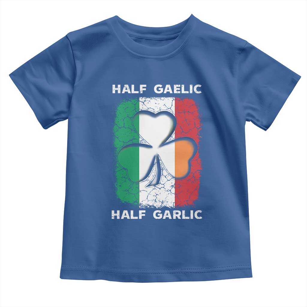 Irish Italian Pride Toddler T Shirt Half Gaelic Half Garlic Shamrock Ireland Italy Flag TS09 Royal Blue Print Your Wear