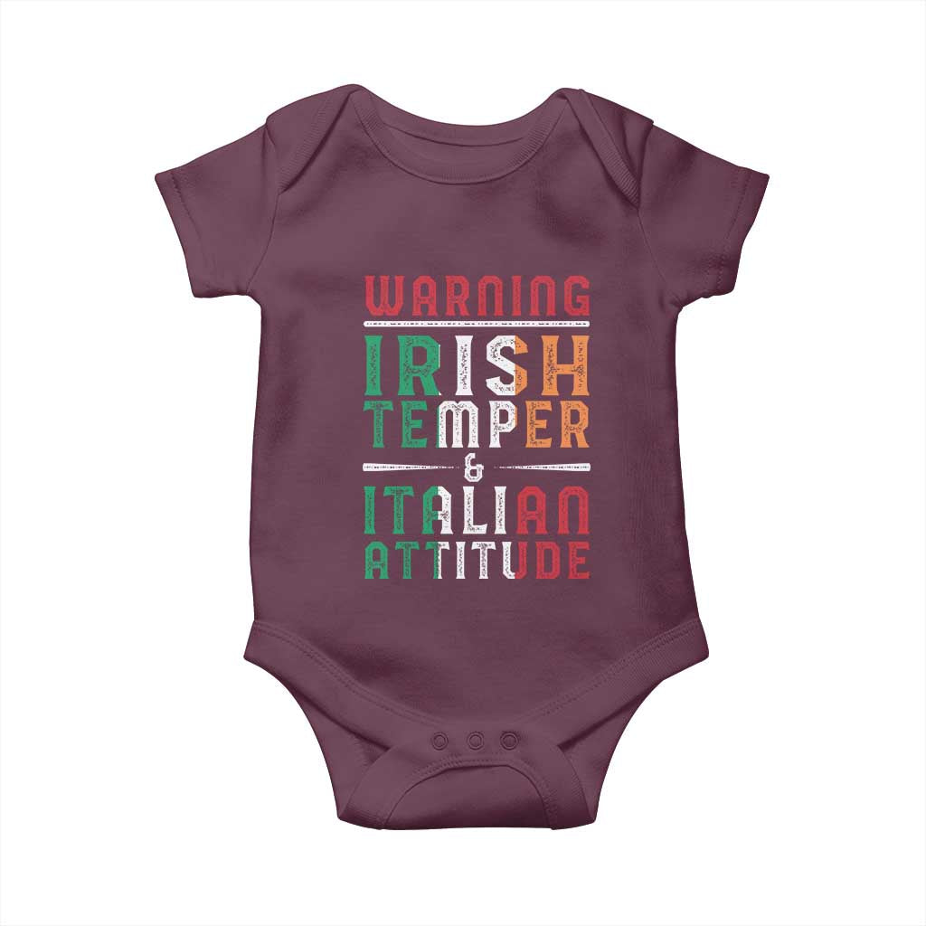 Funny Irish Temper Italian Attitude Baby Onesie TS09 Maroon Print Your Wear