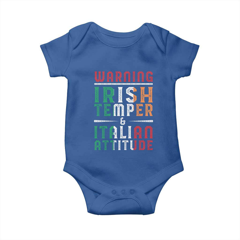 Funny Irish Temper Italian Attitude Baby Onesie TS09 Royal Blue Print Your Wear