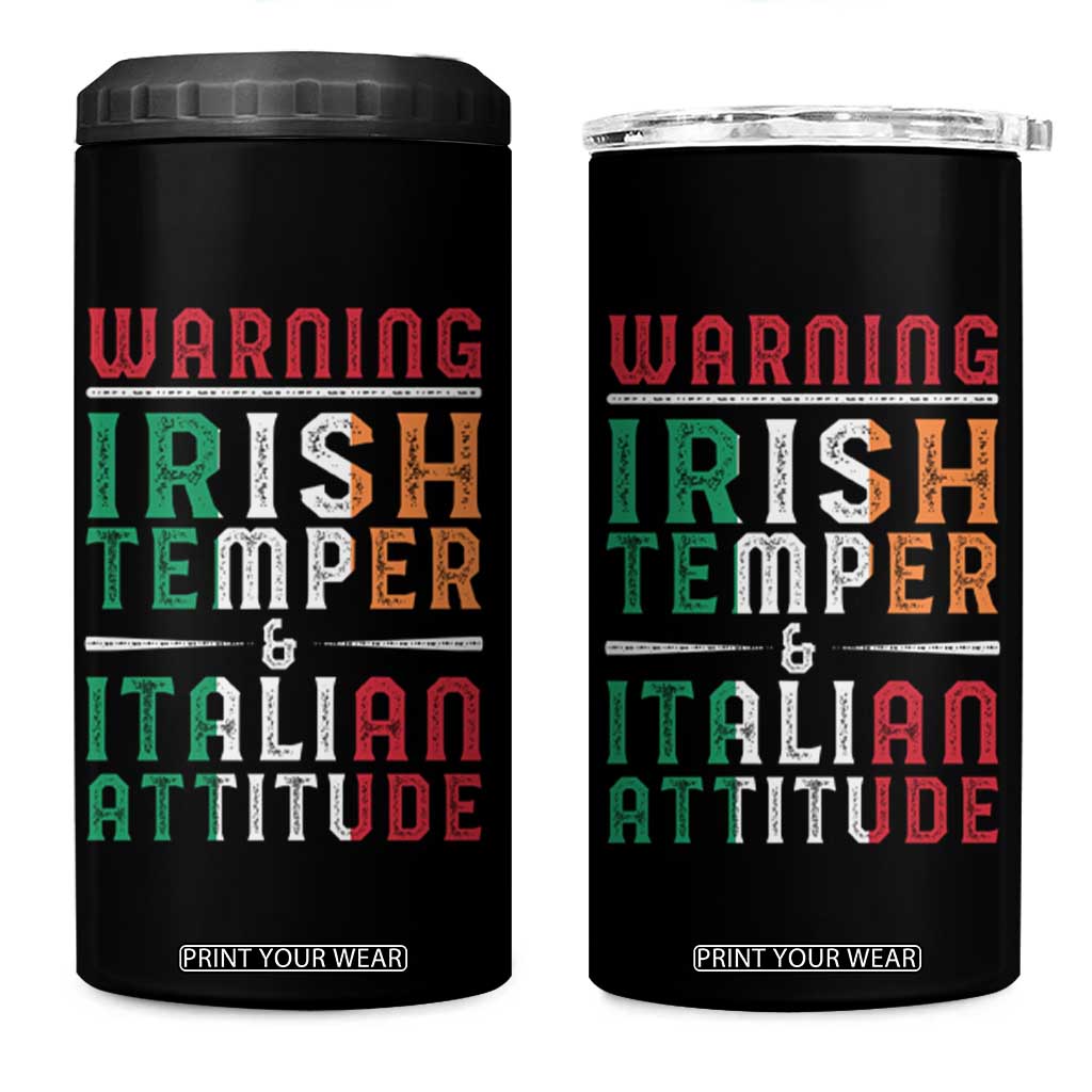 Funny Irish Temper Italian Attitude 4 in 1 Can Cooler Tumbler TS09 One Size: 16 oz Black Print Your Wear