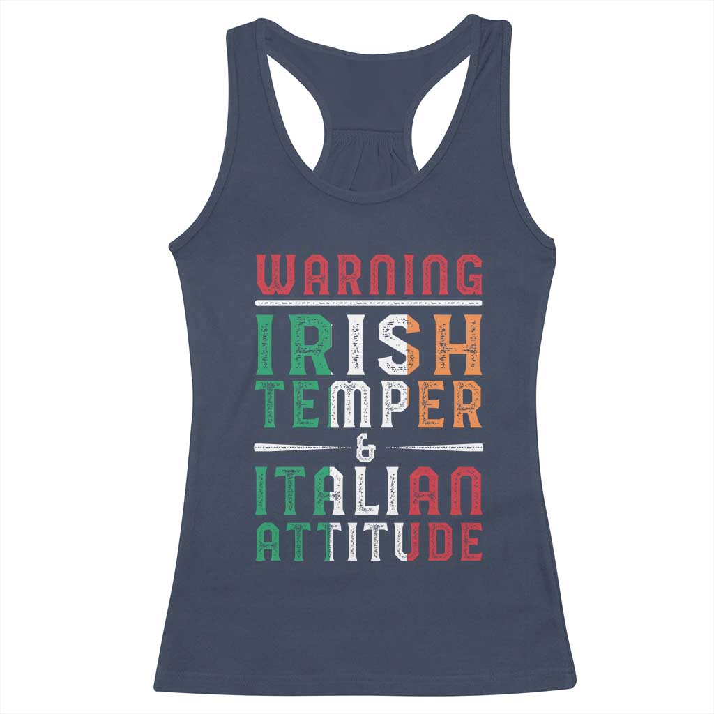 Funny Irish Temper Italian Attitude Racerback Tank Top TS09 Navy Print Your Wear