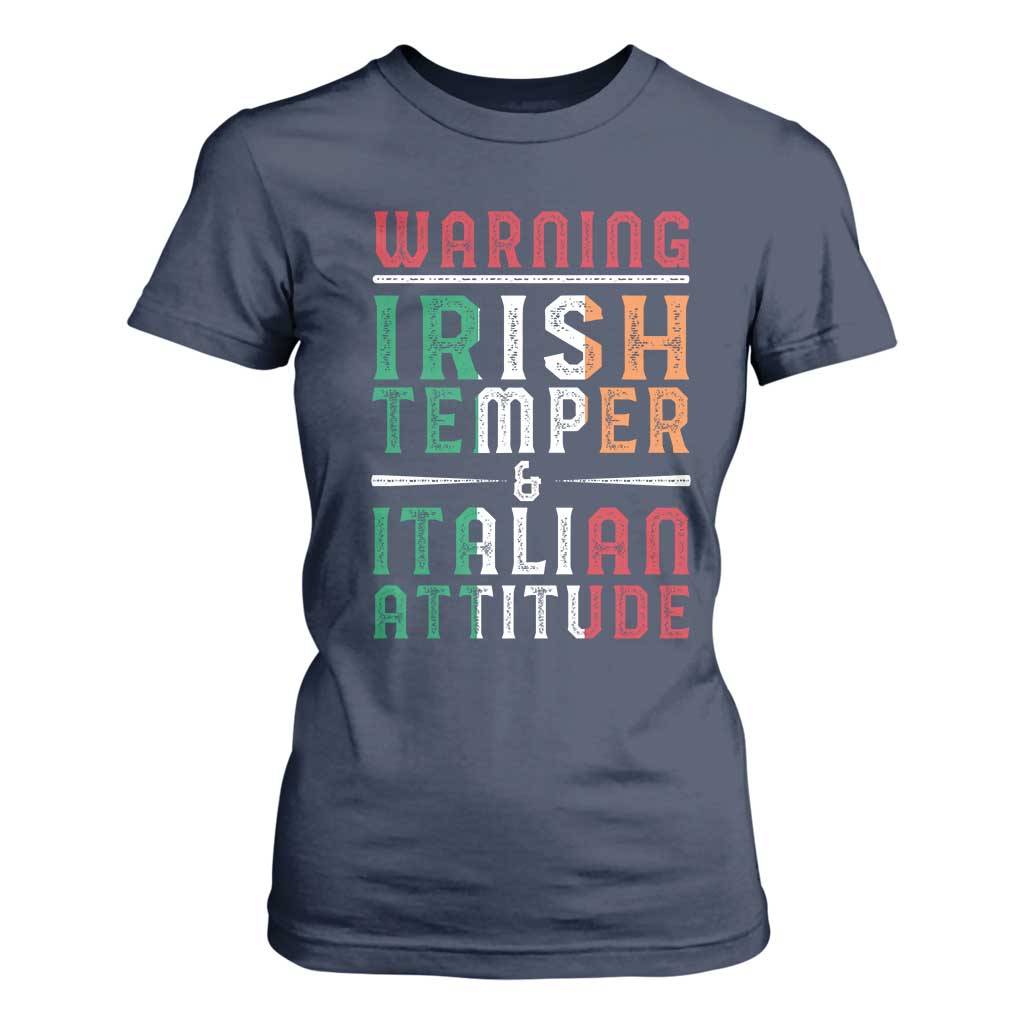 Funny Irish Temper Italian Attitude T Shirt For Women TS09 Navy Print Your Wear