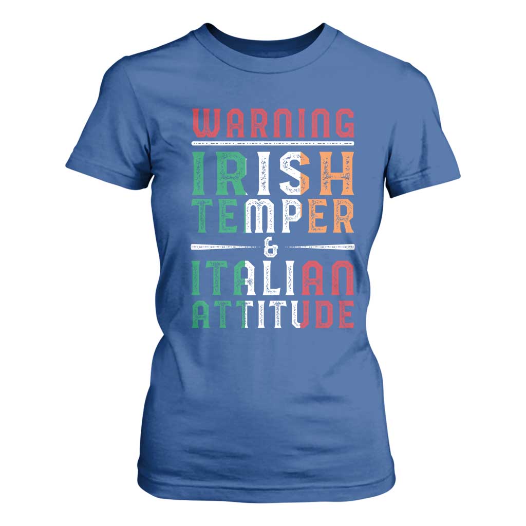 Funny Irish Temper Italian Attitude T Shirt For Women TS09 Royal Blue Print Your Wear