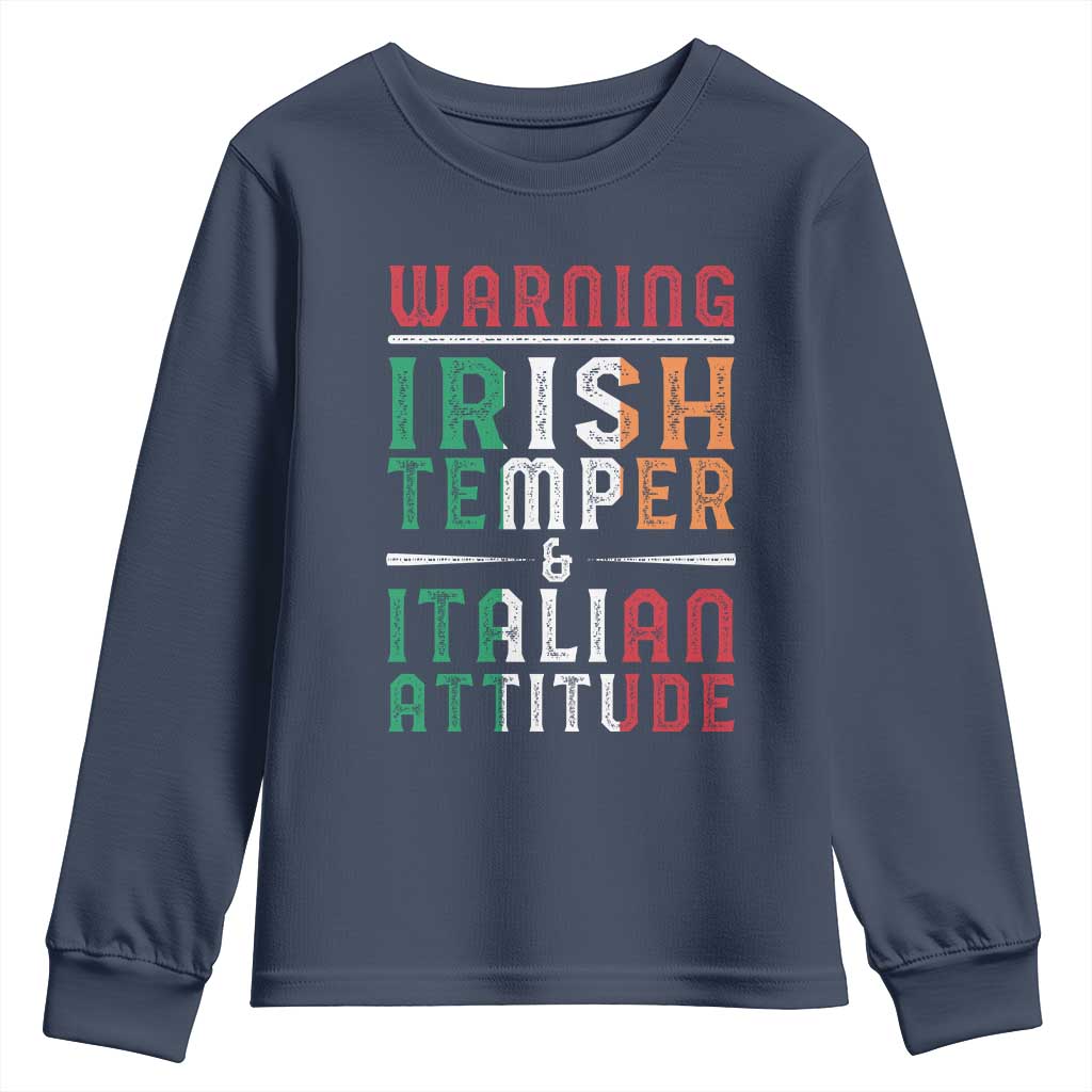 Funny Irish Temper Italian Attitude Youth Sweatshirt TS09 Navy Print Your Wear