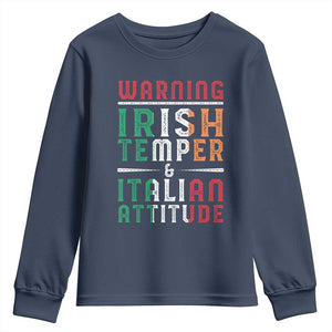 Funny Irish Temper Italian Attitude Youth Sweatshirt TS09 Navy Print Your Wear