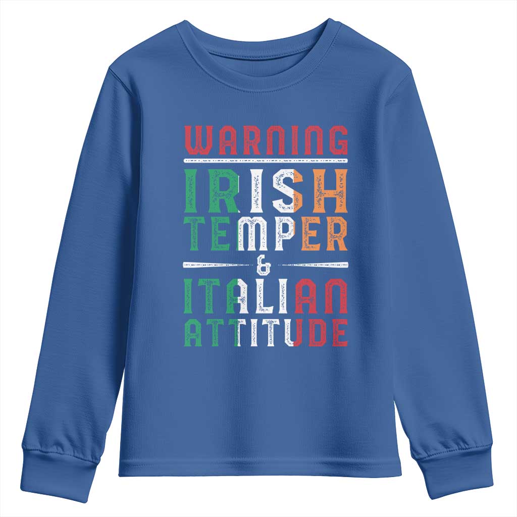Funny Irish Temper Italian Attitude Youth Sweatshirt TS09 Royal Blue Print Your Wear