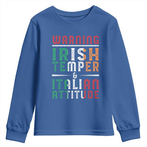Funny Irish Temper Italian Attitude Youth Sweatshirt TS09 Royal Blue Print Your Wear
