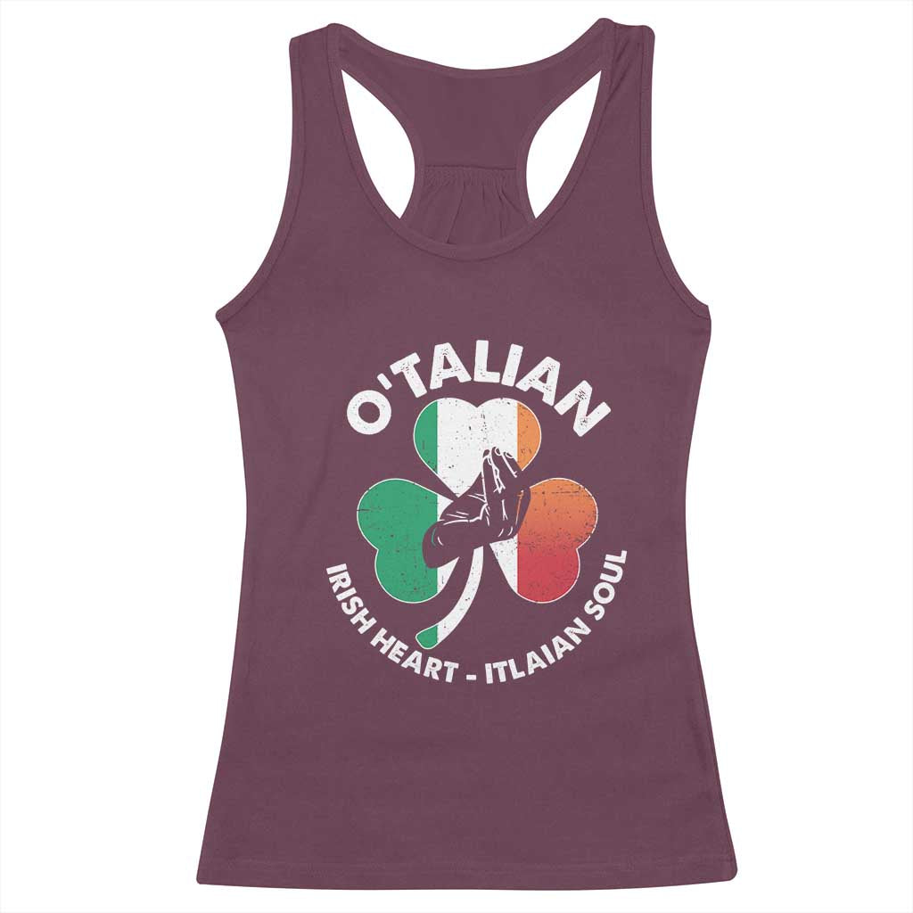 Italian Irish O'talian St. Patrick's Day Racerback Tank Top TS09 Maroon Print Your Wear