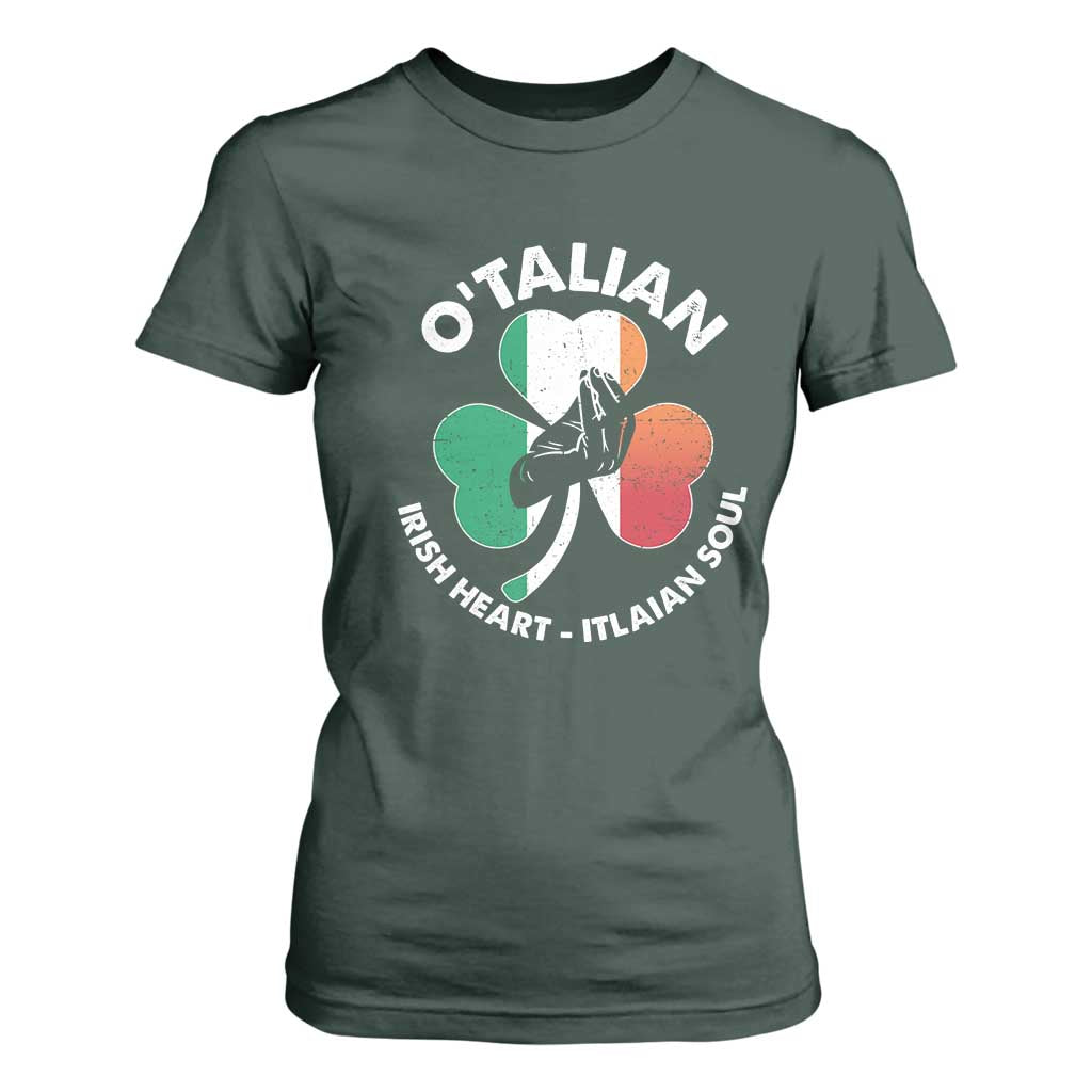 Italian Irish O'talian St. Patrick's Day T Shirt For Women TS09 Dark Forest Green Print Your Wear