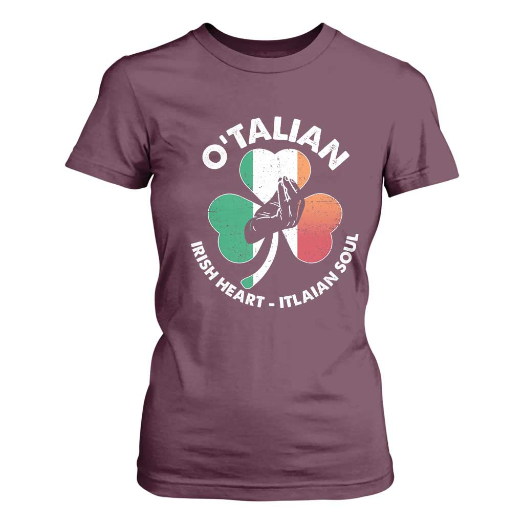 Italian Irish O'talian St. Patrick's Day T Shirt For Women TS09 Maroon Print Your Wear