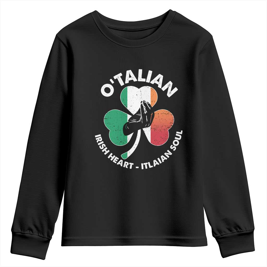 Italian Irish O'talian St. Patrick's Day Youth Sweatshirt TS09 Black Print Your Wear