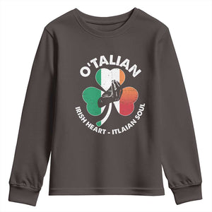 Italian Irish O'talian St. Patrick's Day Youth Sweatshirt TS09 Dark Chocolate Print Your Wear