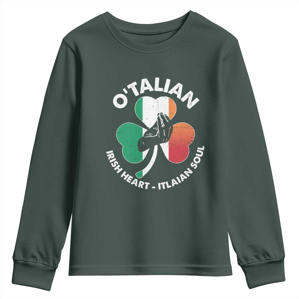 Italian Irish O'talian St. Patrick's Day Youth Sweatshirt TS09 Dark Forest Green Print Your Wear