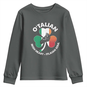 Italian Irish O'talian St. Patrick's Day Youth Sweatshirt TS09 Dark Heather Print Your Wear