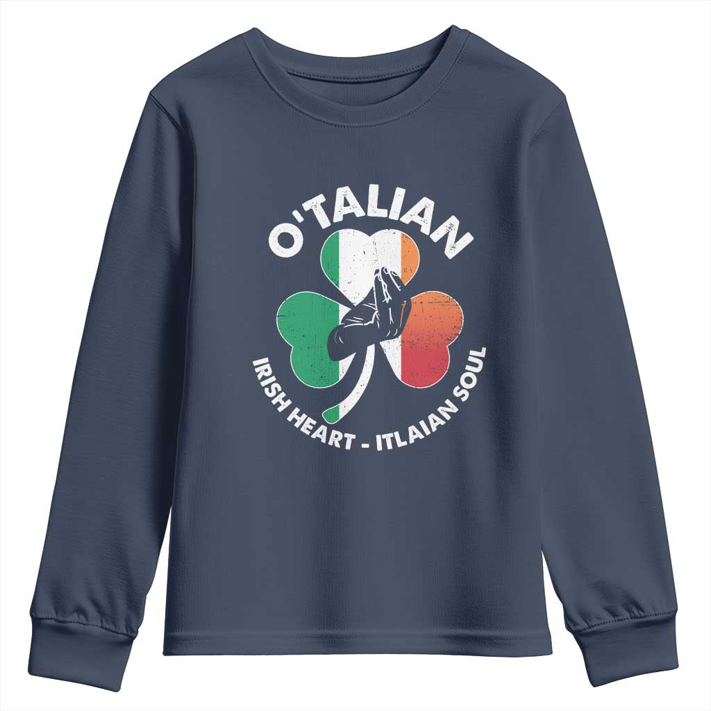 Italian Irish O'talian St. Patrick's Day Youth Sweatshirt TS09 Navy Print Your Wear