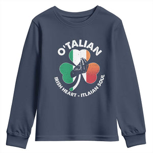 Italian Irish O'talian St. Patrick's Day Youth Sweatshirt TS09 Navy Print Your Wear