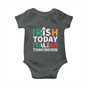 Funny St. Patrick's Day Baby Onesie Irish Today Italian Tomorrow TS09 Dark Heather Print Your Wear