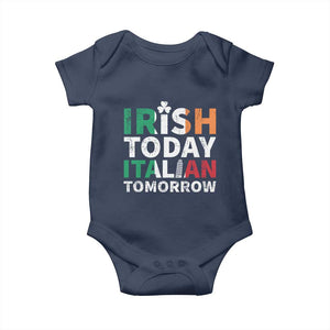 Funny St. Patrick's Day Baby Onesie Irish Today Italian Tomorrow TS09 Navy Print Your Wear