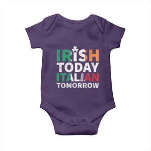 Funny St. Patrick's Day Baby Onesie Irish Today Italian Tomorrow TS09 Purple Print Your Wear