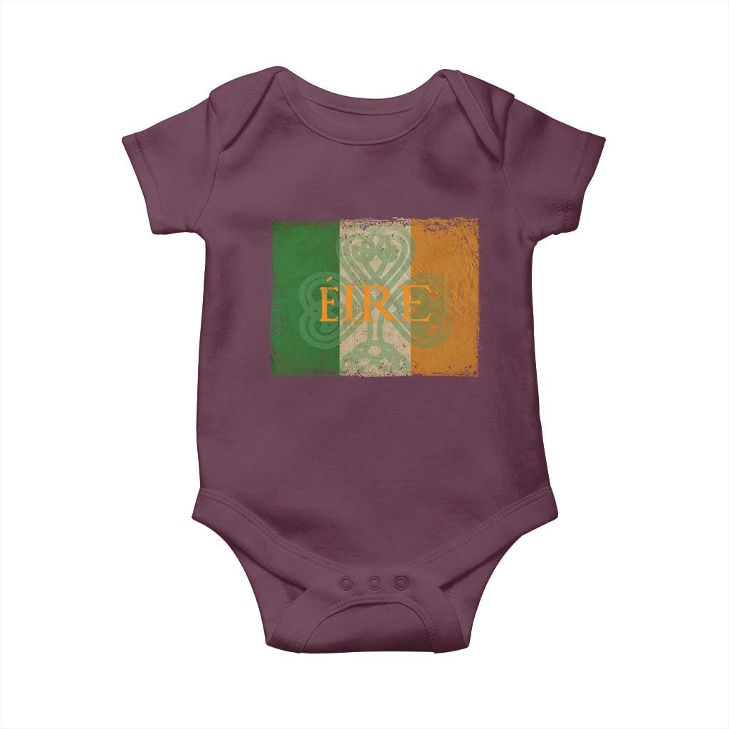 Eire Irish Pride Baby Onesie Celtic Shamrock Ireland Flag TS09 Maroon Print Your Wear