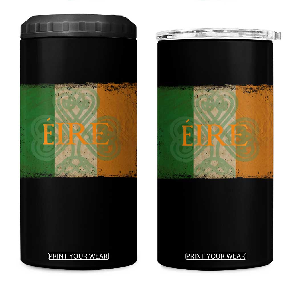 Eire Irish Pride 4 in 1 Can Cooler Tumbler Celtic Shamrock Ireland Flag TS09 One Size: 16 oz Black Print Your Wear