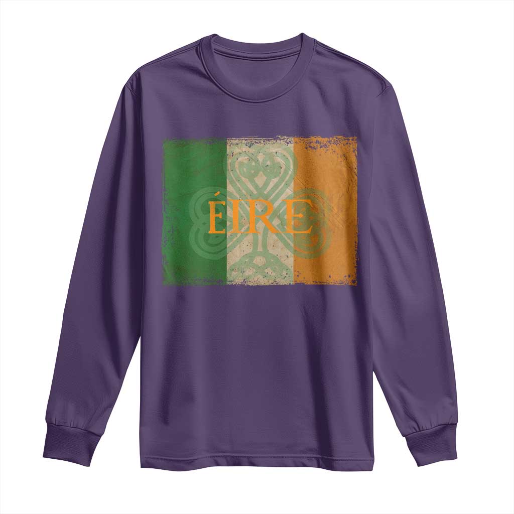 Eire Irish Pride Long Sleeve Shirt Celtic Shamrock Ireland Flag TS09 Purple Print Your Wear