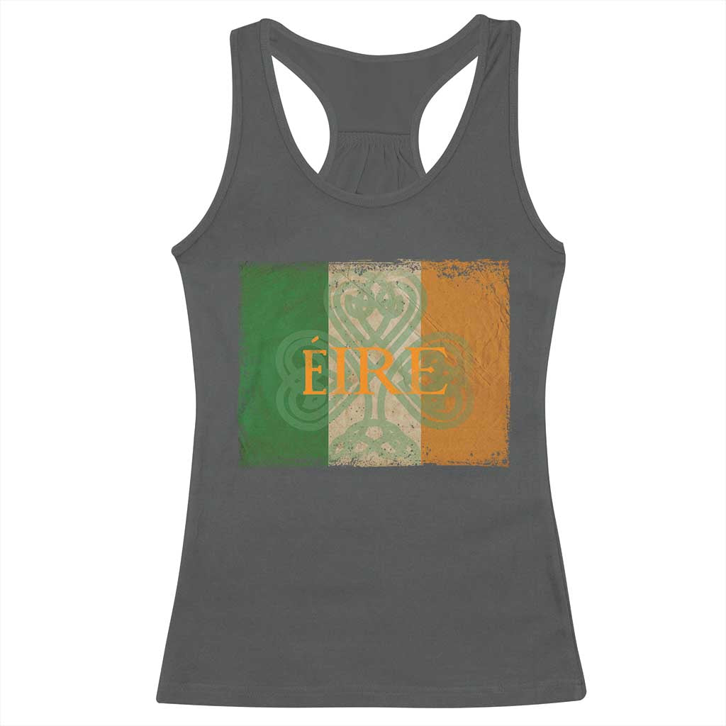 Eire Irish Pride Racerback Tank Top Celtic Shamrock Ireland Flag TS09 Dark Heather Print Your Wear
