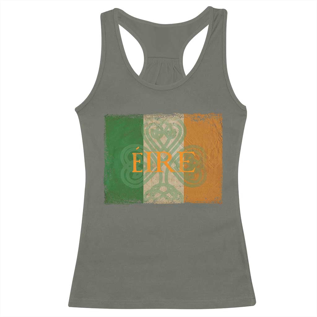 Eire Irish Pride Racerback Tank Top Celtic Shamrock Ireland Flag TS09 Military Green Print Your Wear