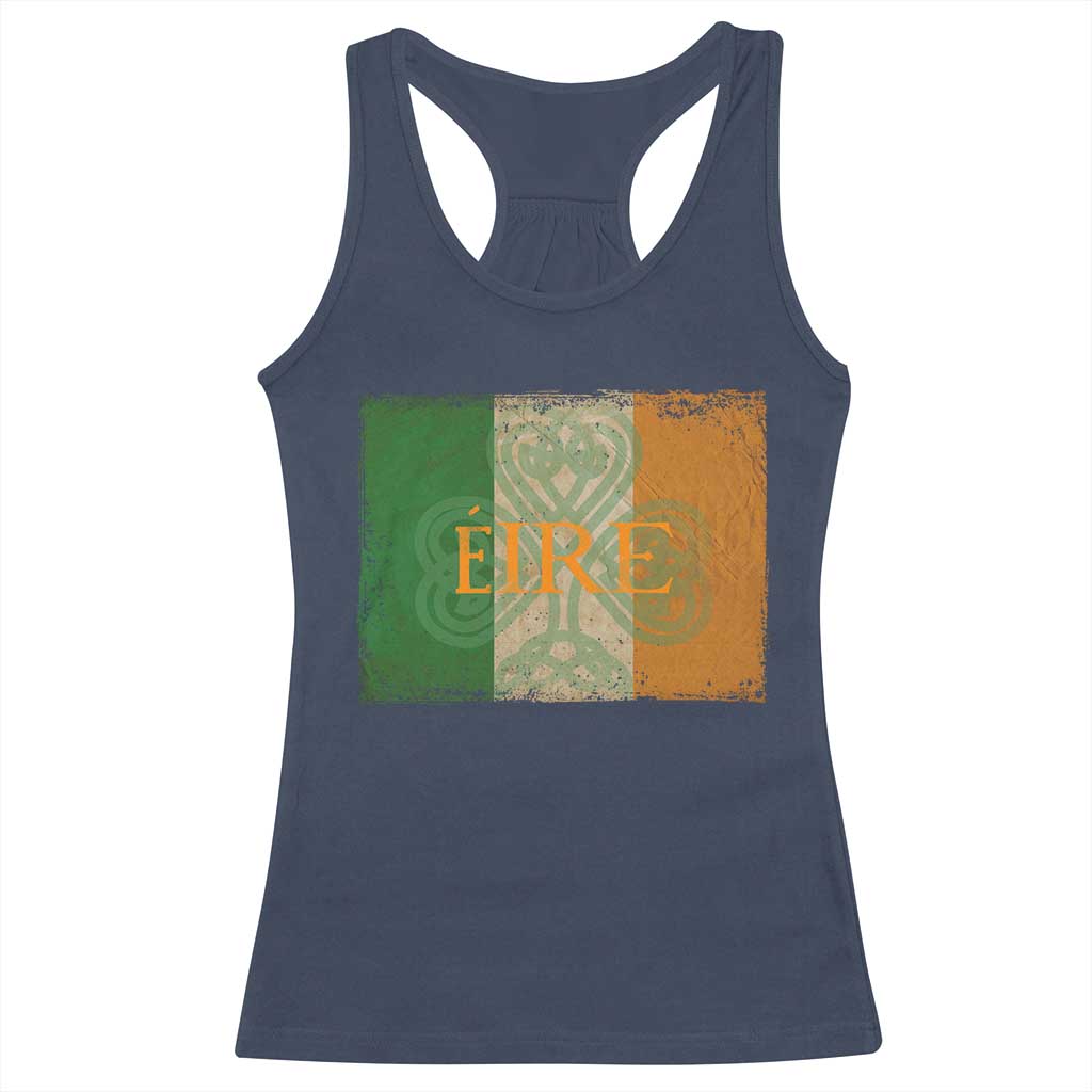 Eire Irish Pride Racerback Tank Top Celtic Shamrock Ireland Flag TS09 Navy Print Your Wear