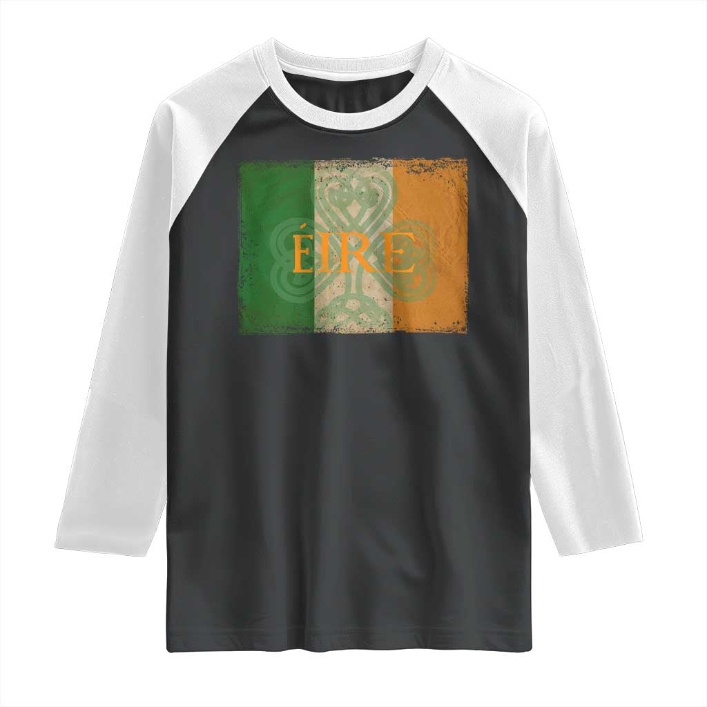 Eire Irish Pride Raglan Shirt Celtic Shamrock Ireland Flag TS09 Black White Print Your Wear