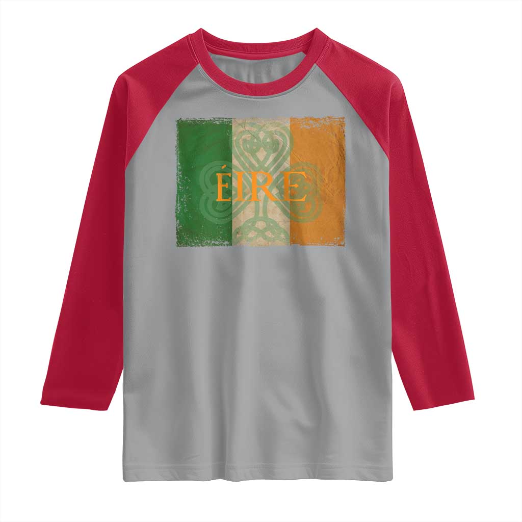 Eire Irish Pride Raglan Shirt Celtic Shamrock Ireland Flag TS09 Sport Gray Red Print Your Wear
