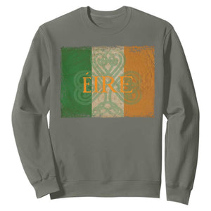 Eire Irish Pride Sweatshirt Celtic Shamrock Ireland Flag TS09 Military Green Print Your Wear