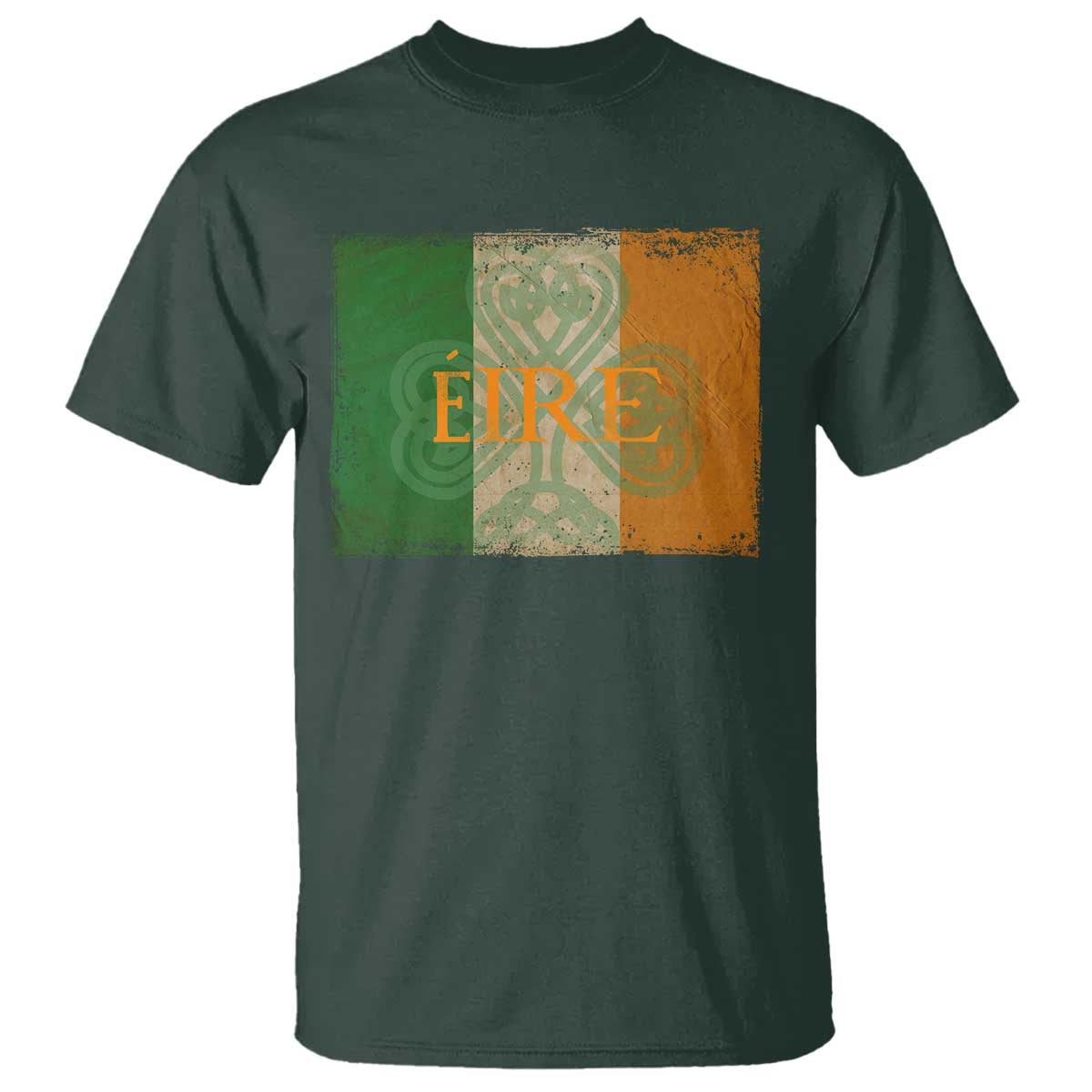 Eire Irish Pride T Shirt Celtic Shamrock Ireland Flag TS09 Dark Forest Green Print Your Wear