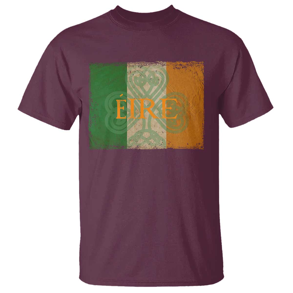 Eire Irish Pride T Shirt Celtic Shamrock Ireland Flag TS09 Maroon Print Your Wear