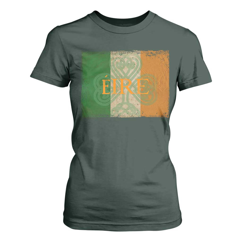Eire Irish Pride T Shirt For Women Celtic Shamrock Ireland Flag TS09 Dark Forest Green Print Your Wear